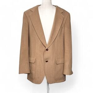 Barrister Vintage 1980s Camel Hair Sport Coat USA Union Made Tan Mens 46